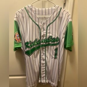 Green and White Kids Baseball Jersey